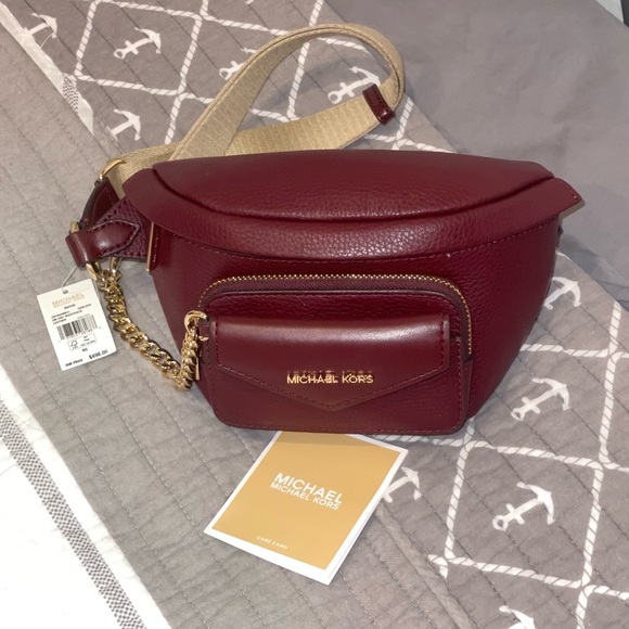 NWT Authentic MK Michael Kors Maisie Small 2-in-1 Waistpack in Oxblood Leather - Picture 4 of 12